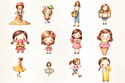 Kawaii Summer Girl Clipart, an Illustration by CrexoraLab (Thumbnail 4 of 5)