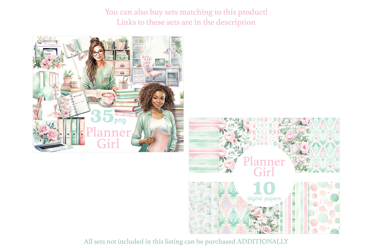 Planner Girl Clipart | Boss Babe PNG, a Work Illustration by GlamArtZhanna (Photo 2 of 6)
