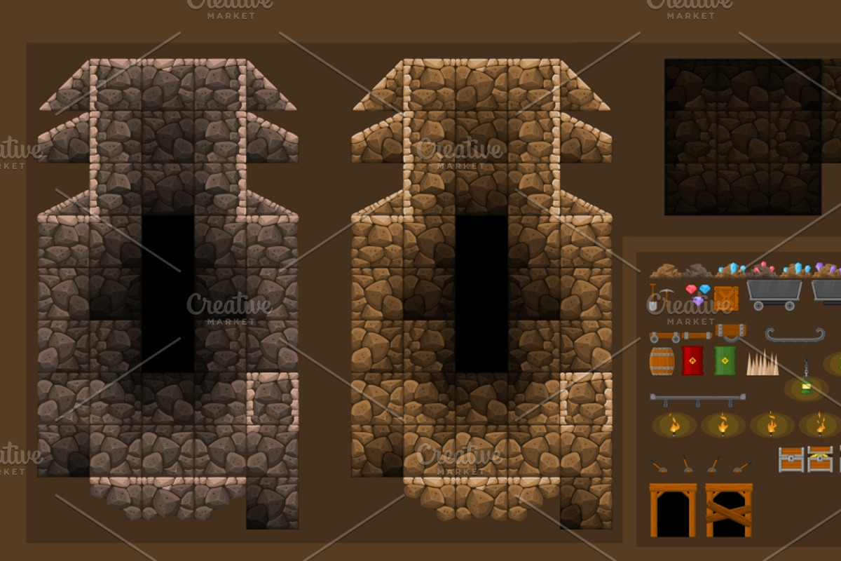 Platformer Game Tile Set 11, an Illustration by pzUH (Photo 3 of 3)