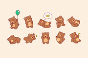 Cute Bear Clipart Set, an Animal Illustration by Rafiart26 (Thumbnail 2 of 2)