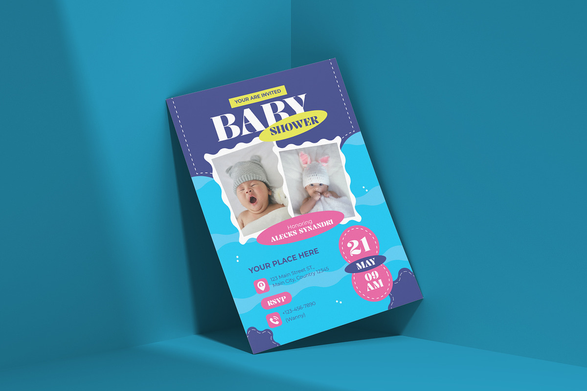Blue Waves - Baby Shower Invitation, a Print Template by VUNIRA (Photo 2 of 2)