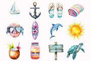 Watercolor Beach Clipart, an Illustration by Design Market (Thumbnail 3 of 5)