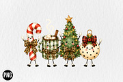 Christmas Doodles Characters PNG, a Seasonal Illustration by CraftArtStudio (Thumbnail 1 of 4)