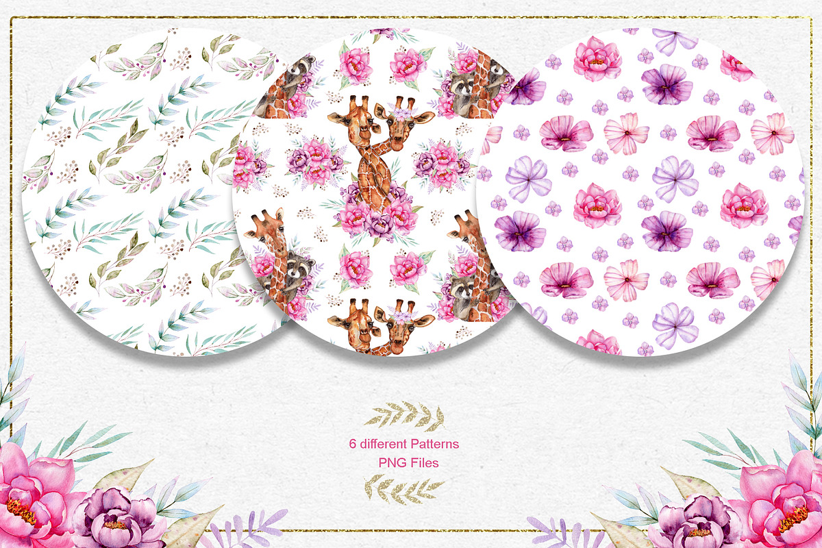 Watercolor Animals anf Flowers, an Animal Illustration by TanataDesign (Photo 10 of 13)