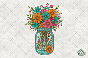 Mason Jar Floral Bouquet PNG, an Illustration by Craft Nest (Thumbnail 1 of 6)