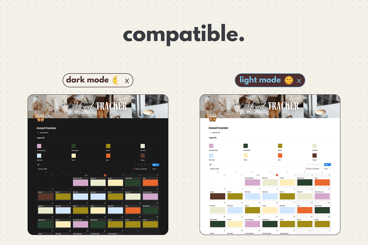 Mood Tracker - Notion template, an App Template by Iasan Design (Photo 7 of 7)