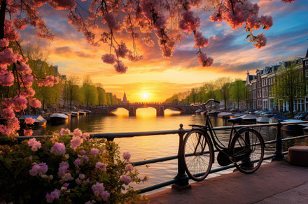Beautiful sunset over the Amstel riv, a Photo by Iftikhar Alam