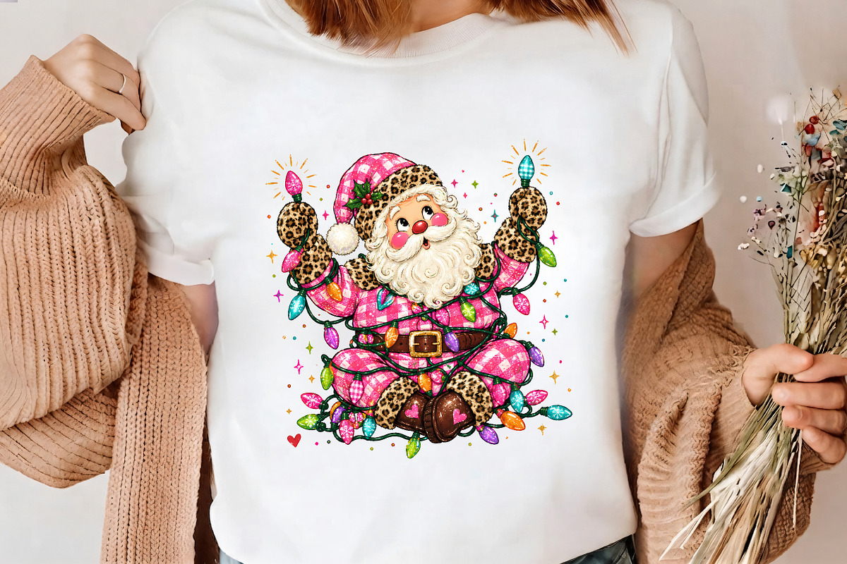 Retro Pink Santa Lights Clipart PNG, a Seasonal Illustration by CrexoraLab (Photo 4 of 4)