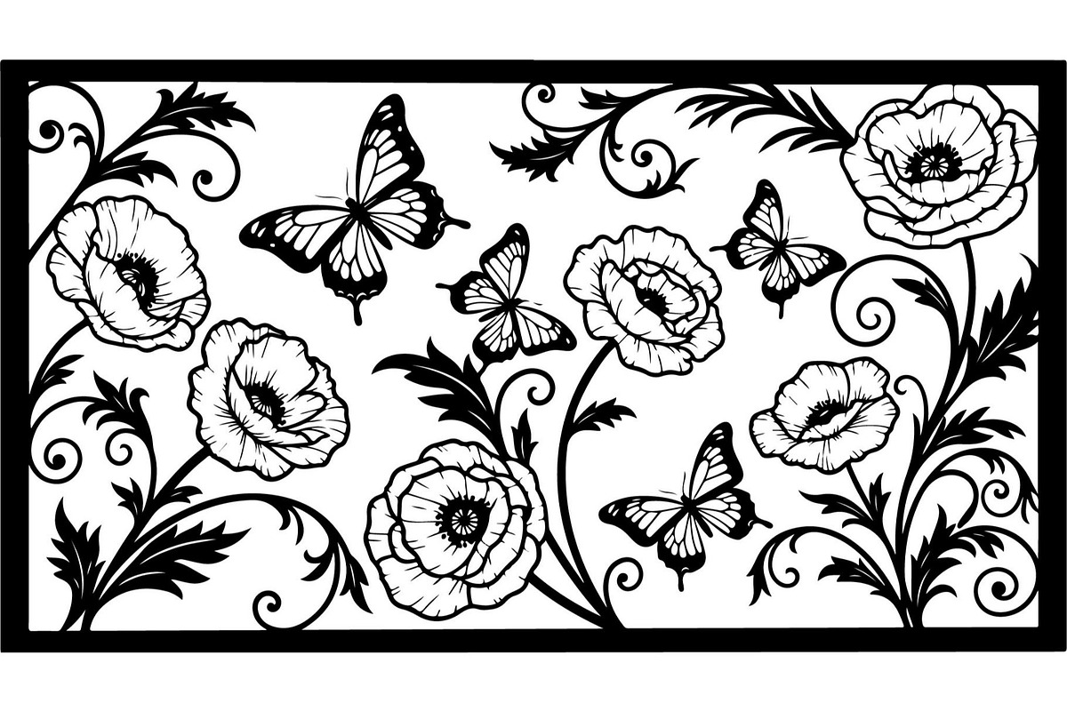 Decorative Floral Panel Vector Set, a Decorative Illustration by Designer_Momina (Photo 9 of 20)