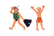 Happy kids in swimsuits, summer set, a Person Illustration by PaperTrident (Thumbnail 5 of 5)