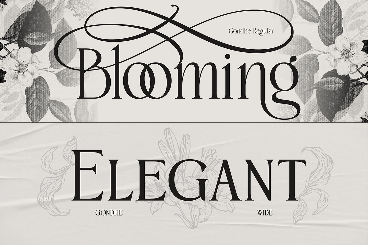 Gondhe - Elegant Serif with Swashes, a Serif Font by Burntilldead (Photo 4 of 12)