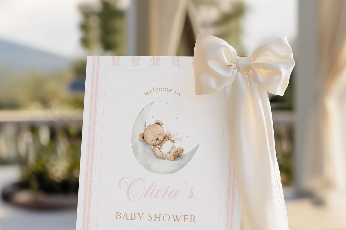 Teddy Bear Baby Shower Welcome Sign, a Flyer Template by LucaTheme (Photo 2 of 6)