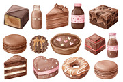 Watercolor Chocolate Dessert Clipart, a Food Illustration by Stellalunarts (Thumbnail 8 of 14)