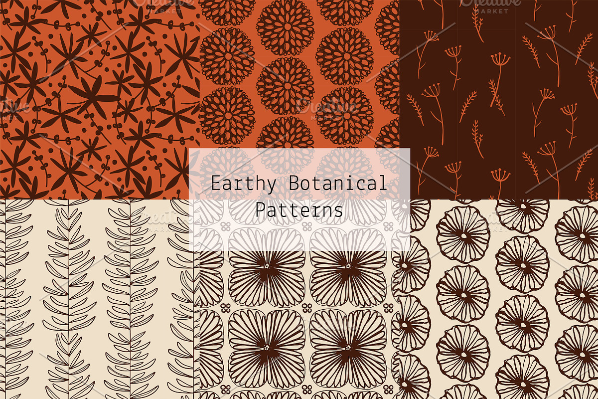 Earthy Botanical Patterns, a Pattern Graphic by Lyolya Profitrolya (Photo 1 of 7)