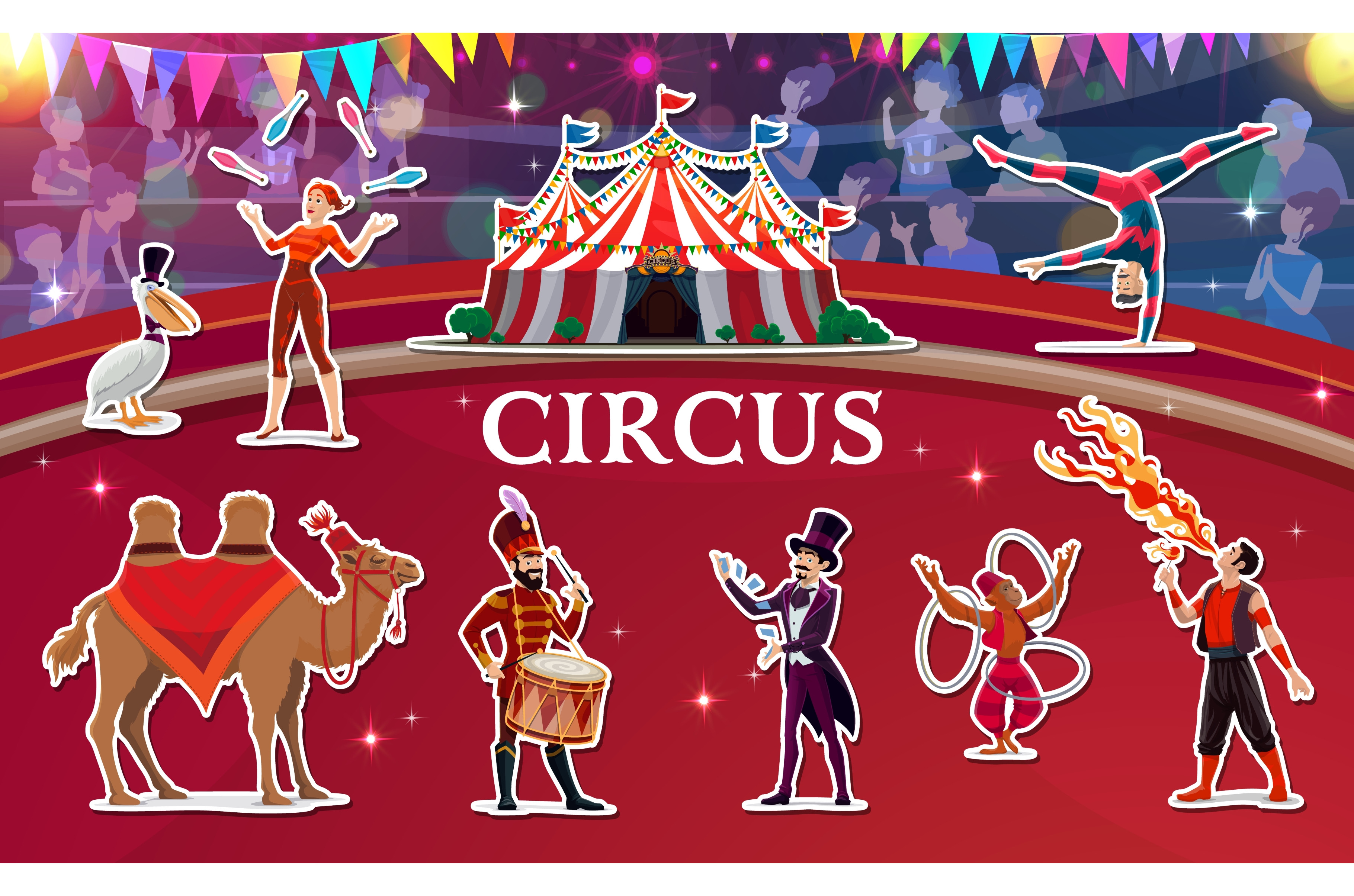 Circus performer characters, an Education Illustration by Vector Tradition