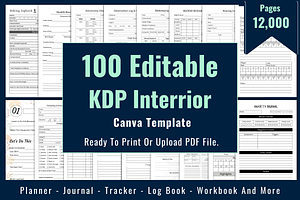 100 Editable KDP Interior Planner