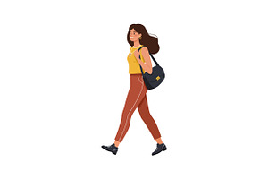 Young woman with long hair in casual, an Illustration by designvectx