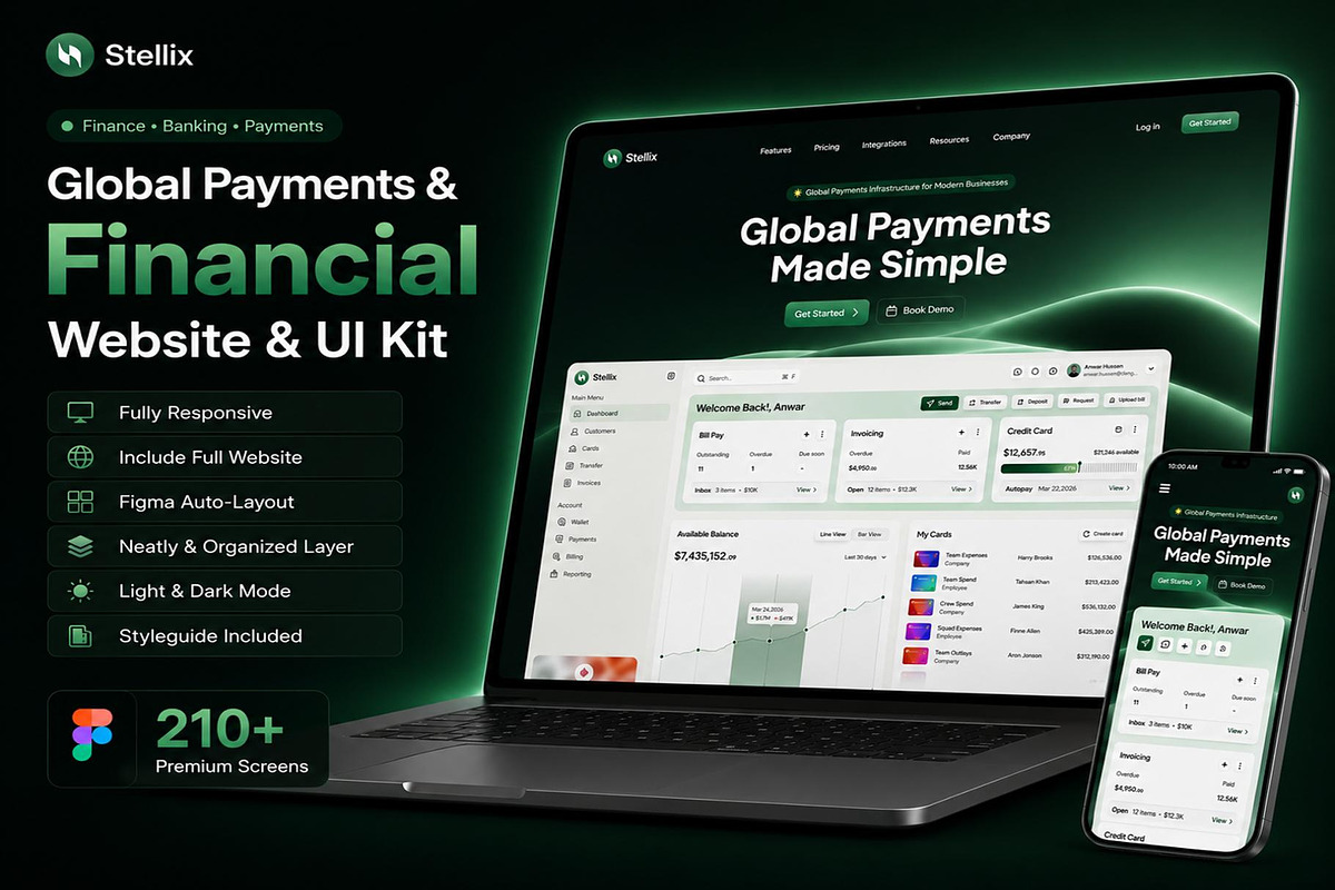 Financial Global Payment Website UI, an UI Kit Template by Lumina_ui_ux202 (Photo 1 of 3)