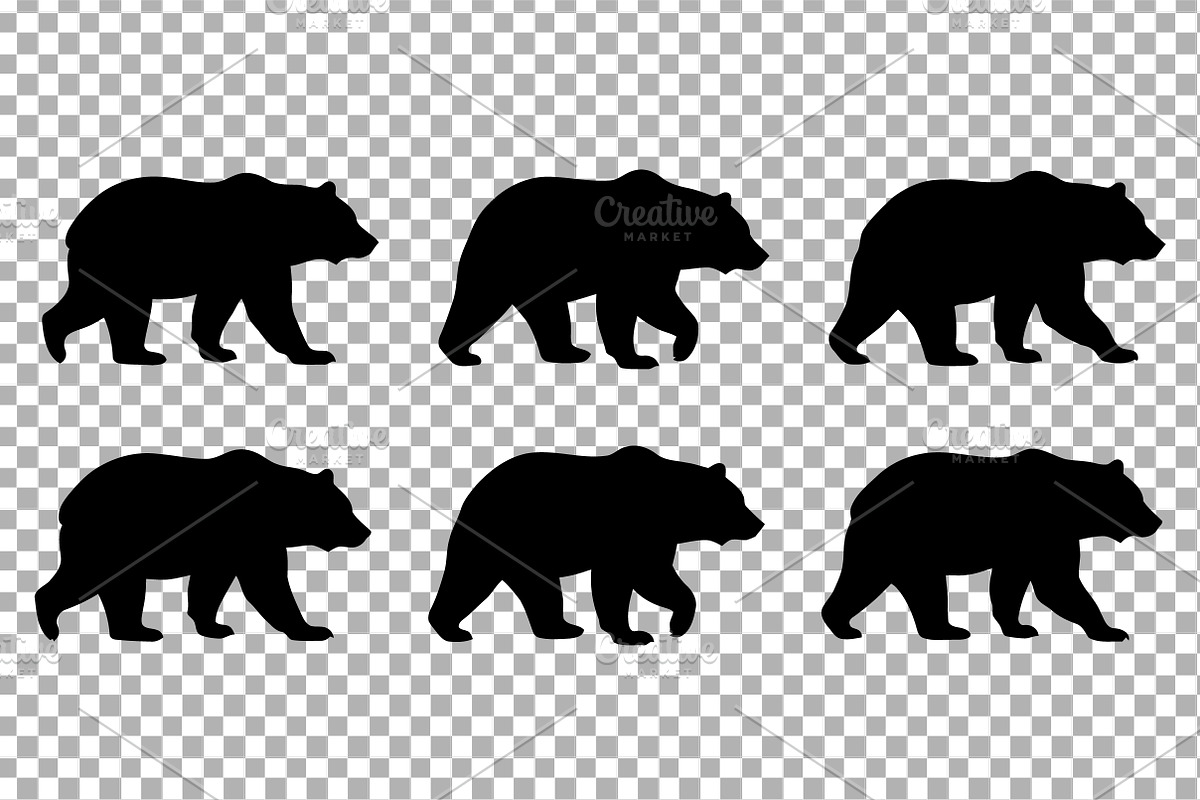 Walking Bear Silhouette Vector Pack, an Object Graphic by Artonix (Photo 3 of 3)