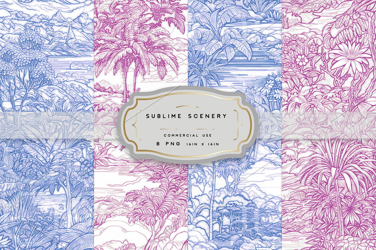 SUBLIME SCENERY. Seamless Bundle, a Texture Illustration by RefinedFantasyStudio (Photo 1 of 9)