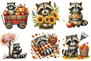 Autumn Raccoons Clipart, an Illustration by DreamArtGraphic (Thumbnail 3 of 5)
