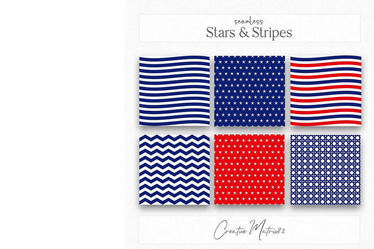 Stars Stripes Seamless Patterns, a Pattern Graphic by Creative Matrix82 (Photo 3 of 6)