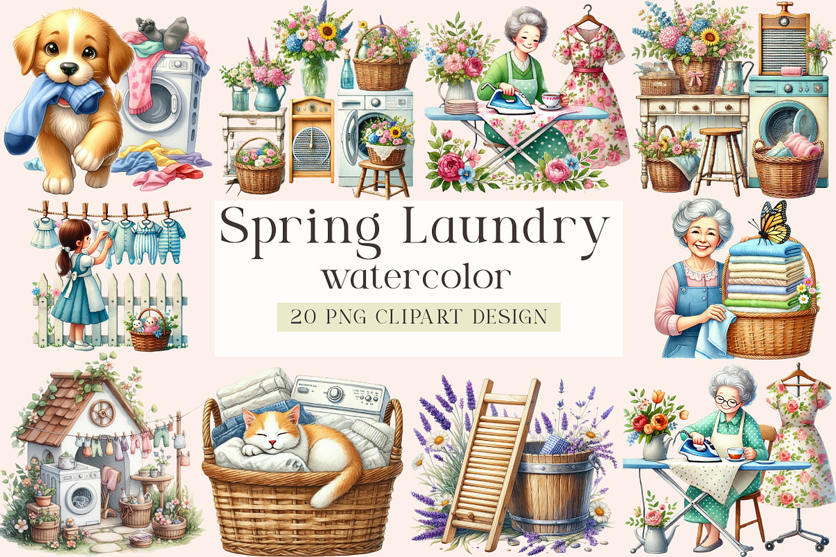 Spring Laundry Clipart, a Seasonal Illustration by DreamArtGraphic (Photo 1 of 4)