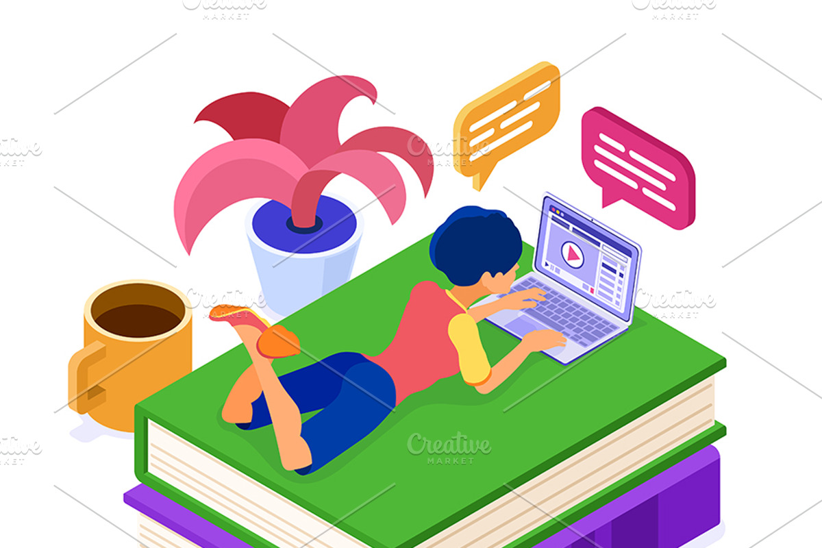 Online distance education from home, an Education Illustration by TAlex (Photo 5 of 6)