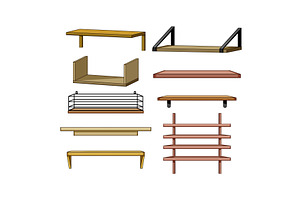 Different wall shelves offering home, an Object Illustration by pikepicture