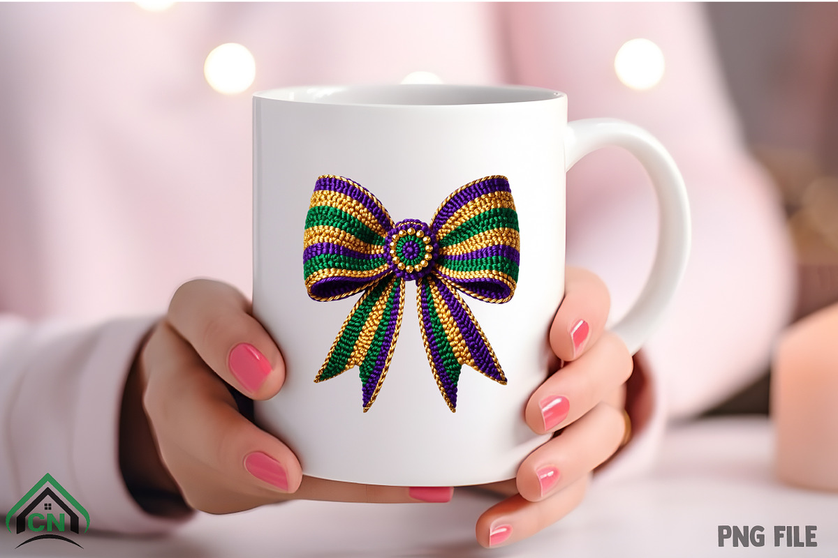 Mardi Gras Crochet Bow PNG, an Illustration by Craft Nest (Photo 4 of 4)