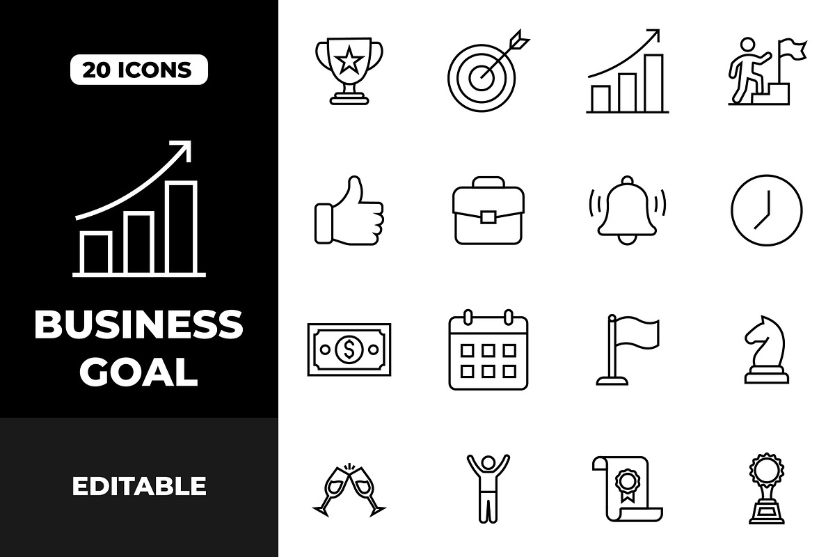 Business Goal Success Achievement, an Outline Icon by Unique Design Team (Photo 1 of 3)