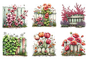 Watercolor Fence Flowers Clipart, an Illustration by Dream Creation (Thumbnail 4 of 5)