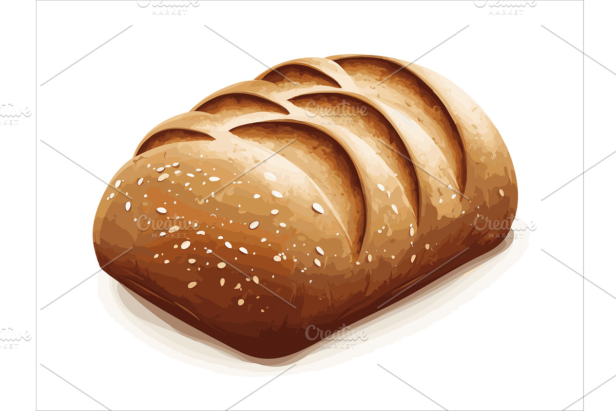 Whole wheat artisan bread loaf on, a Food Illustration by AlexArt