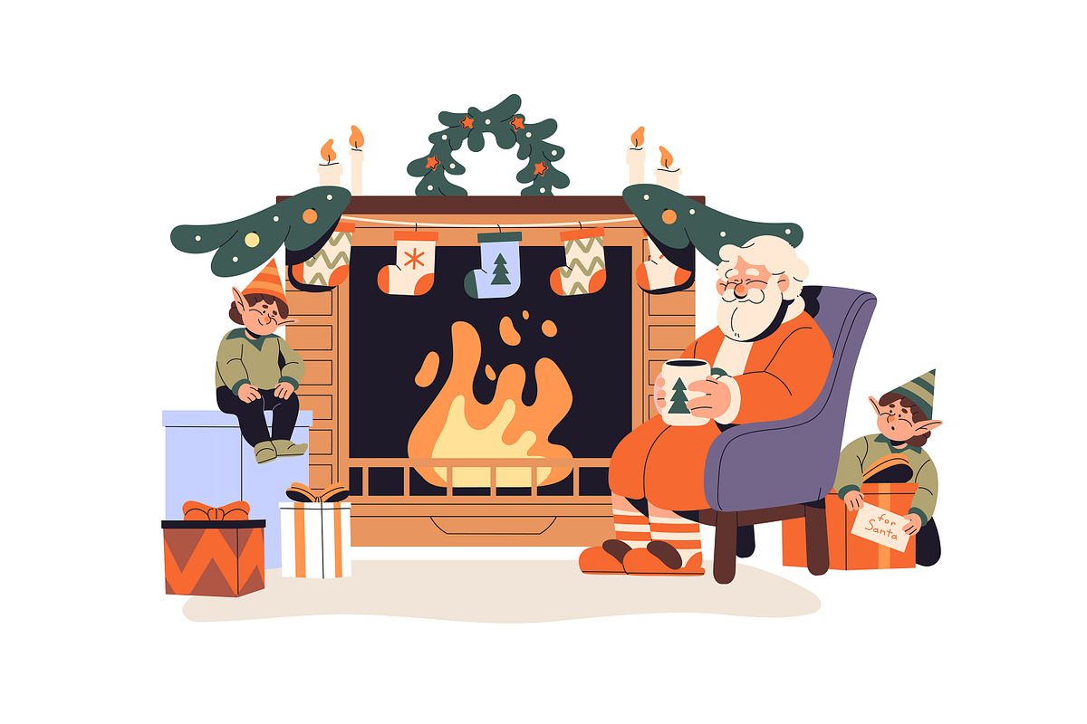 Santa Claus set + Christmas cards, a Seasonal Illustration by PaperTrident (Photo 6 of 12)