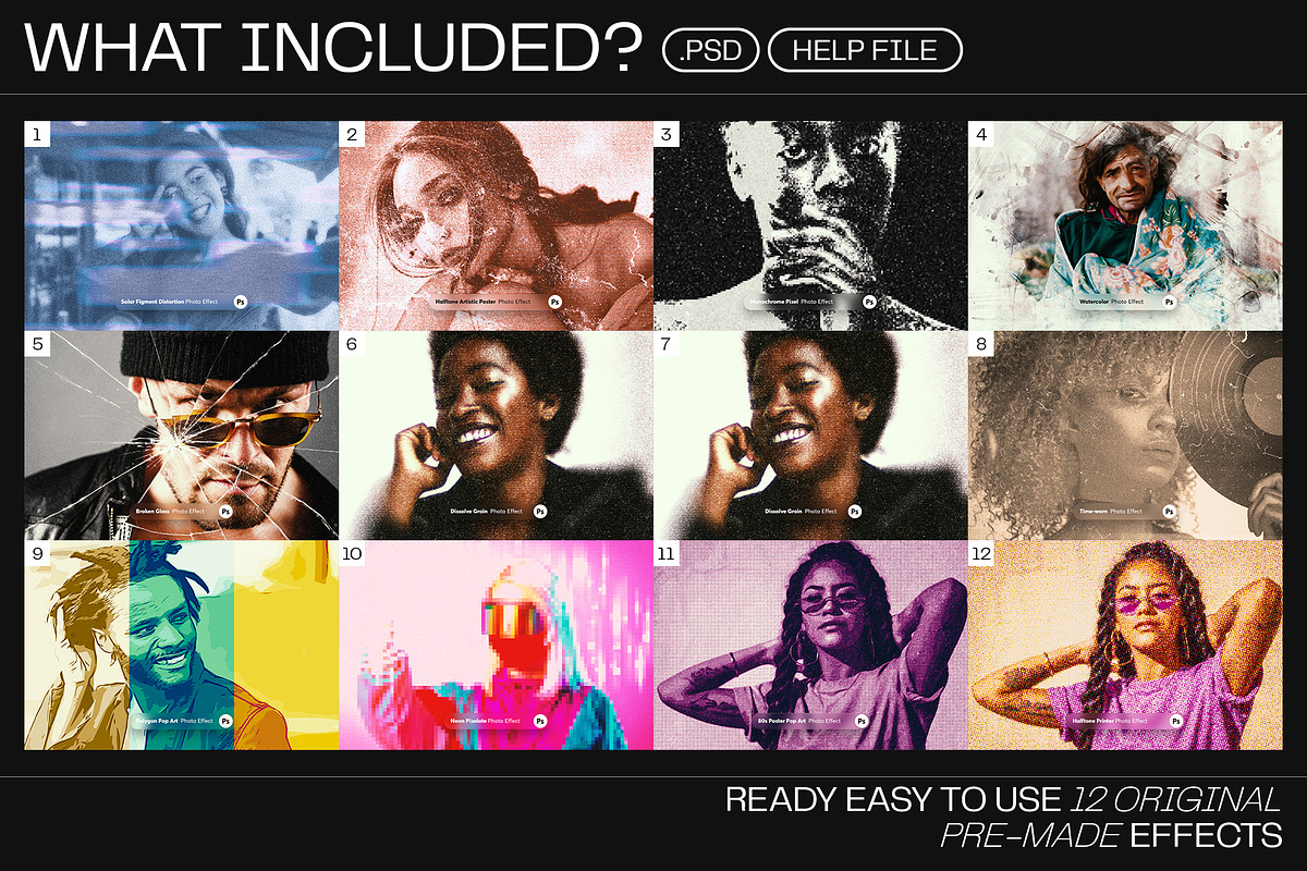 12 Photo Effect Templates, a Layer Style Add-On by iDoodle Studio (Photo 2 of 6)