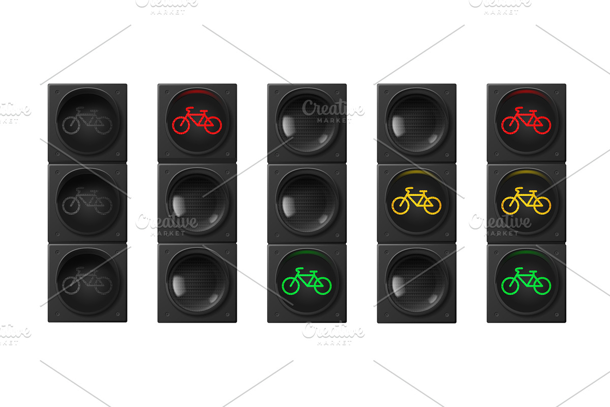 Bicycle traffic lights set isolated, a Transportation Illustration by art PVP - market