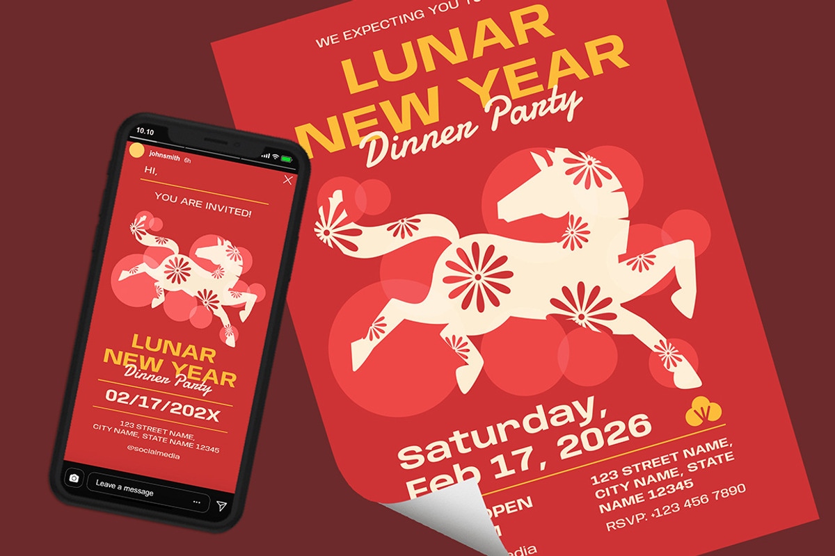 Lunar New Year Dinner Invitation, an Invitation Template by Gumico Studio. (Photo 3 of 3)