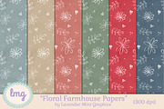 Floral Farmhouse Seamless Patterns, a Pattern Graphic by Lavender Mint Graphics (Thumbnail 1 of 3)