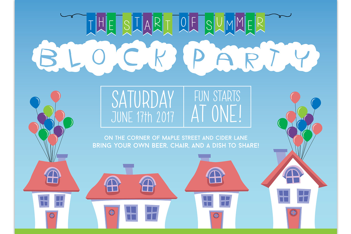 Summer Neighborhood Block Party, an Invitation Template by BF Studios (Photo 3 of 3)
