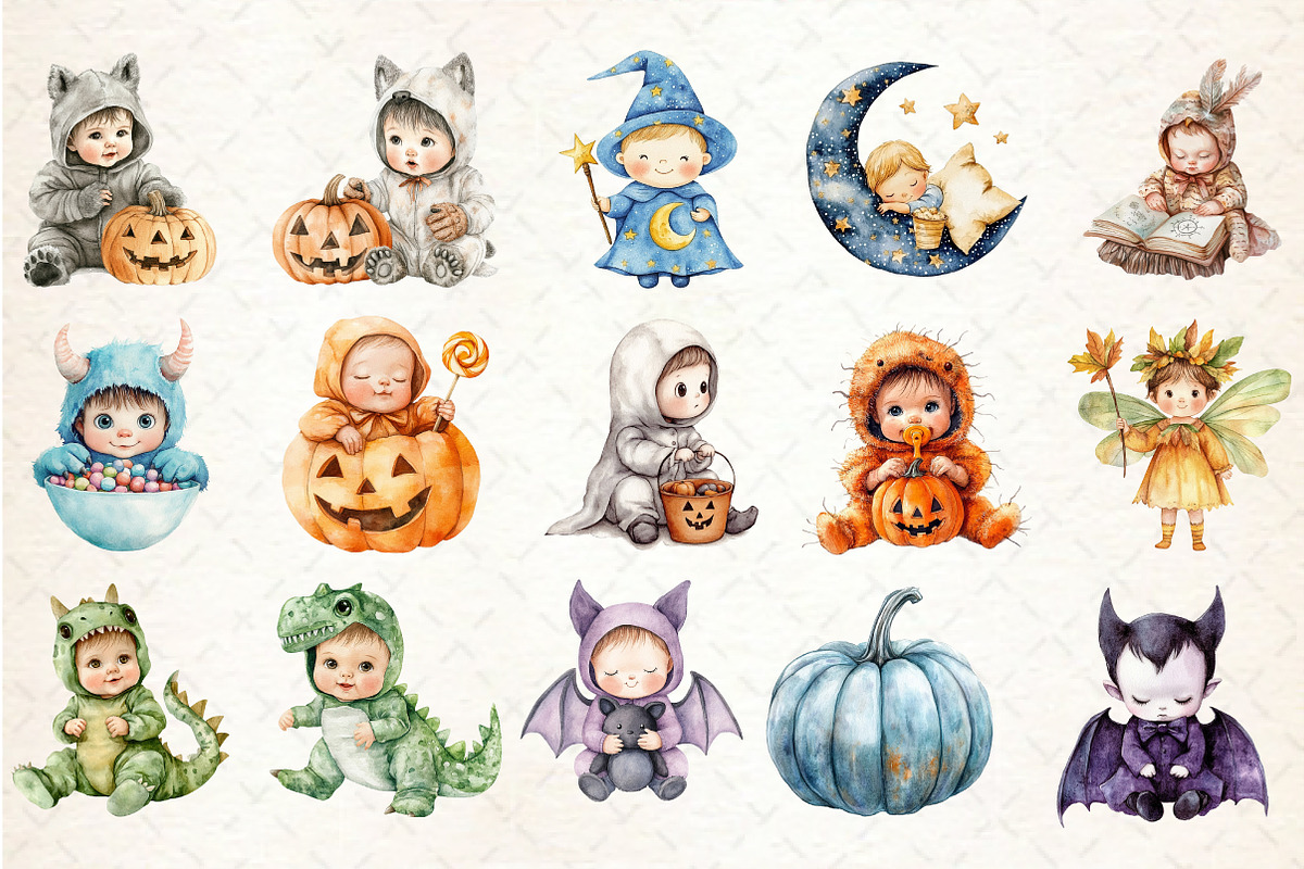 Halloween Baby Costume Clipart, an Illustration by Rose Art (Photo 2 of 7)