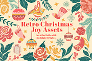 Retro Christmas Joy Assets, a Decorative Illustration by Papatongartist (Thumbnail 1 of 9)