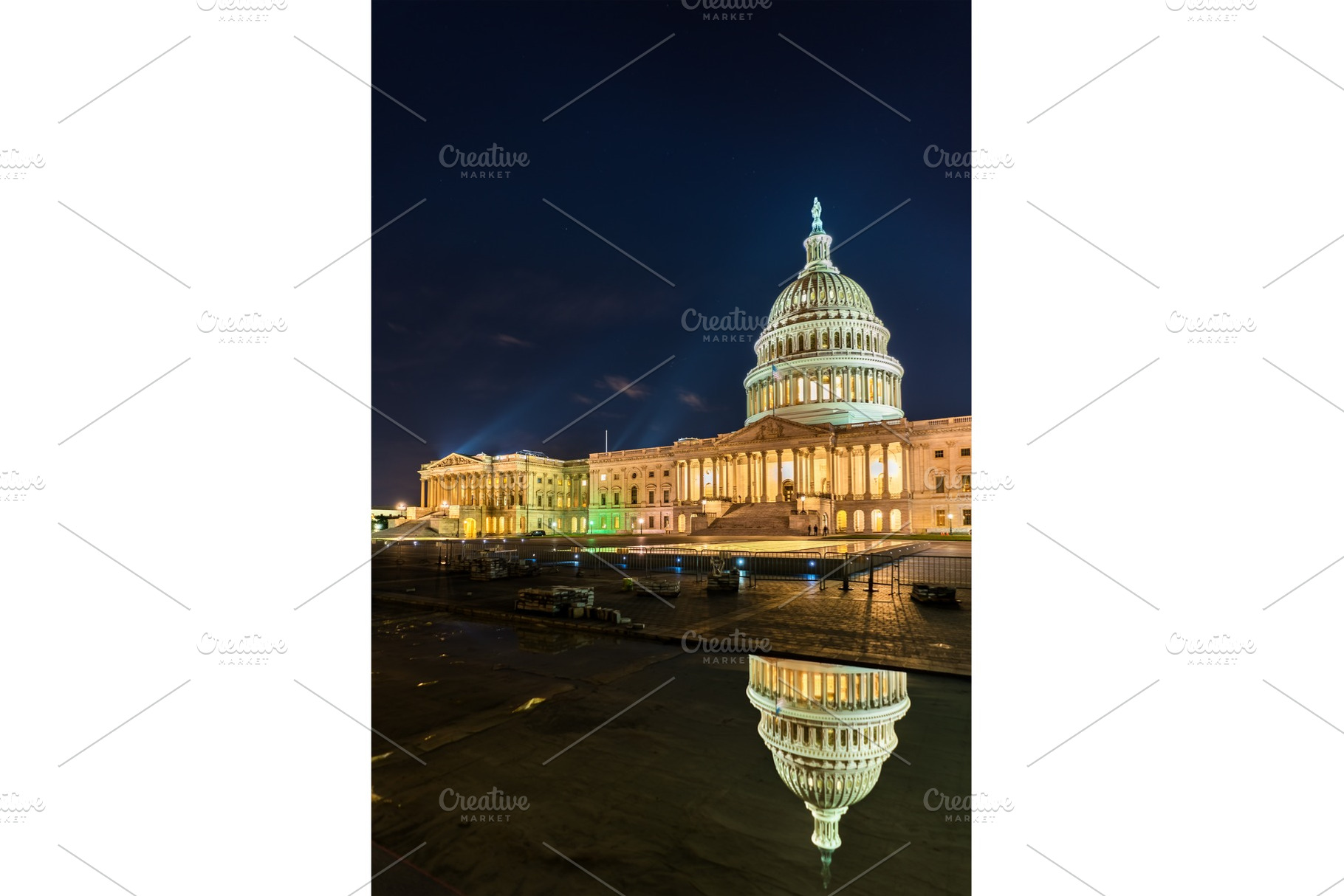 The united states capitol building at night in washington dc featuring, an Architecture Photo by Leonid Andronov