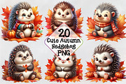 Cute Autumn Hedgehog Clipart, a Seasonal Illustration by Craft Nest (Thumbnail 1 of 3)