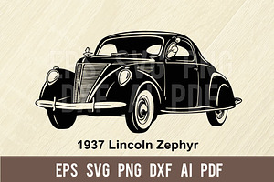 Lincoln Zephyr 1937 Classic Car SVG