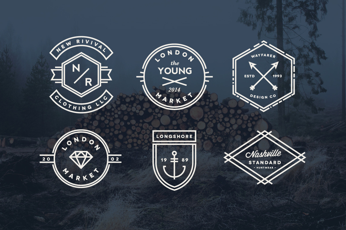 Vintage Line Badges, a Branding & Logo Template by Hustle Supply Co. (Photo 1 of 5)