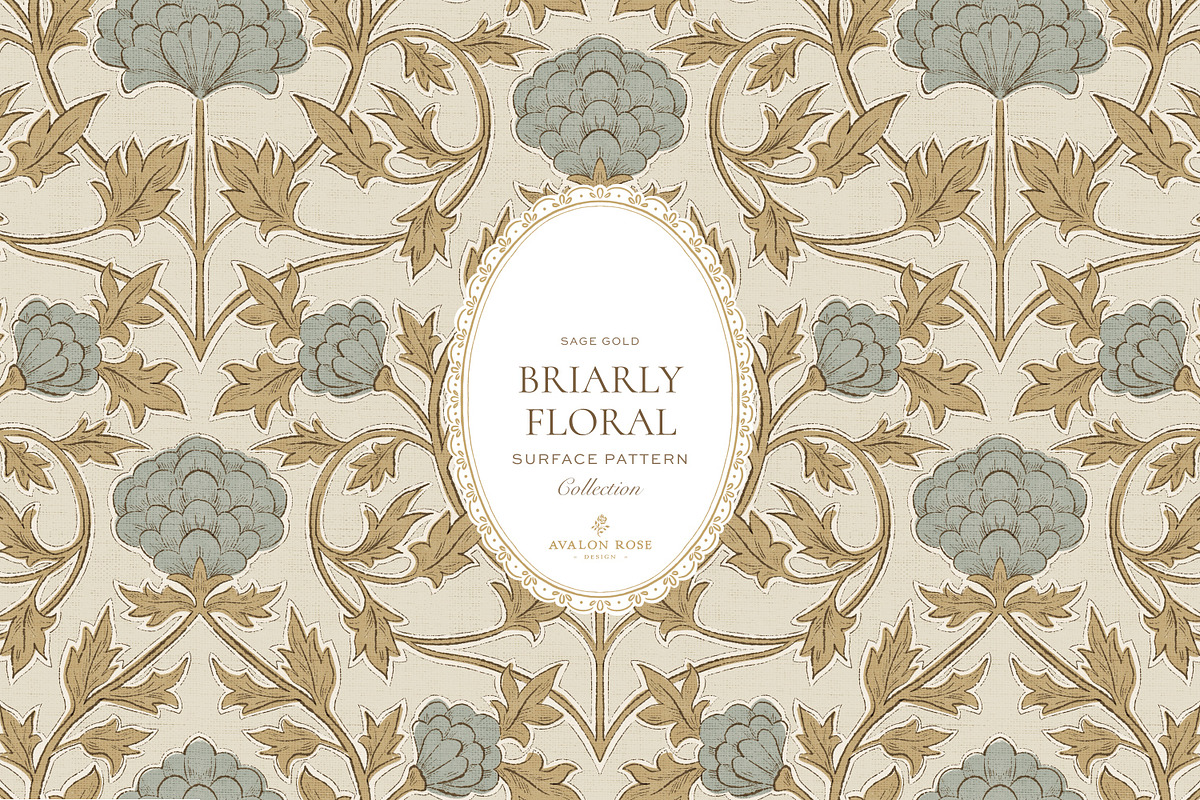 Farmhouse Damask Pattern Set Sage, a Pattern Graphic by Eclectic Anthology (Photo 1 of 13)