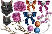 Halloween Botanicals Clipart set., a Seasonal Illustration by Happy Sloth Graphics (Thumbnail 3 of 16)