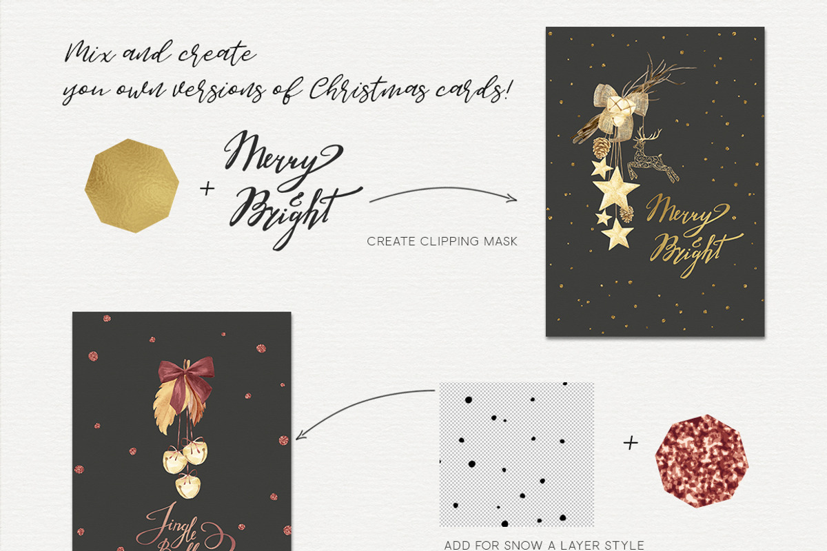 Natural Christmas. Watercolor & Gold, a Decorative Illustration by NataliVA (Photo 7 of 8)