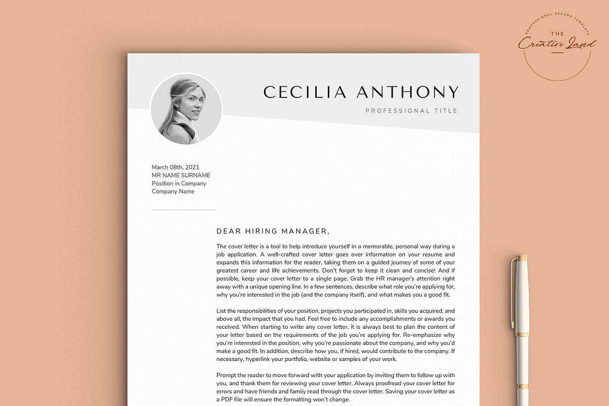 Resume/CV - The Cecilia, a Resume Template by CreativeLandStudio (Photo 5 of 9)