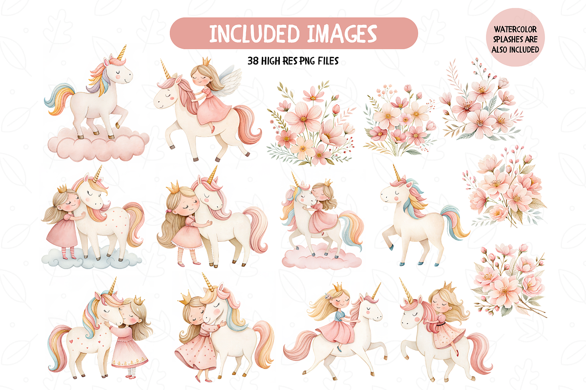 Unicorn And Princess Clipart, an Illustration by TatiMockup (Photo 2 of 4)